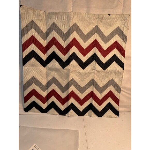HGOD Designs Chevron Zigzag Throw Pillow Cover Grey White Red 17x17 - Picture 2 of 7